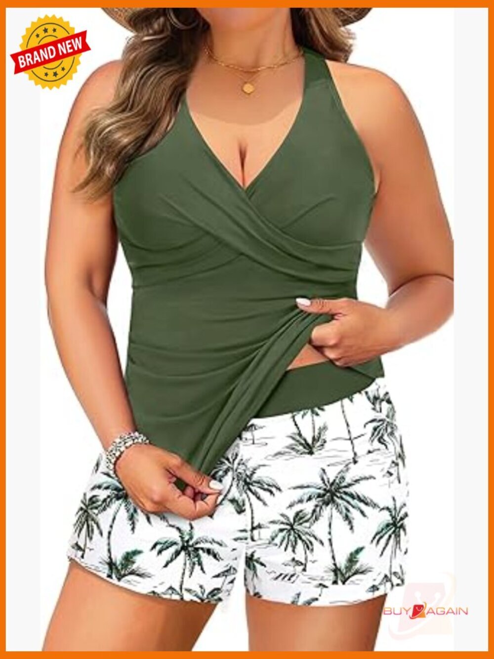 Plus Size Tankini Set with Tummy Control and Pocket Shorts